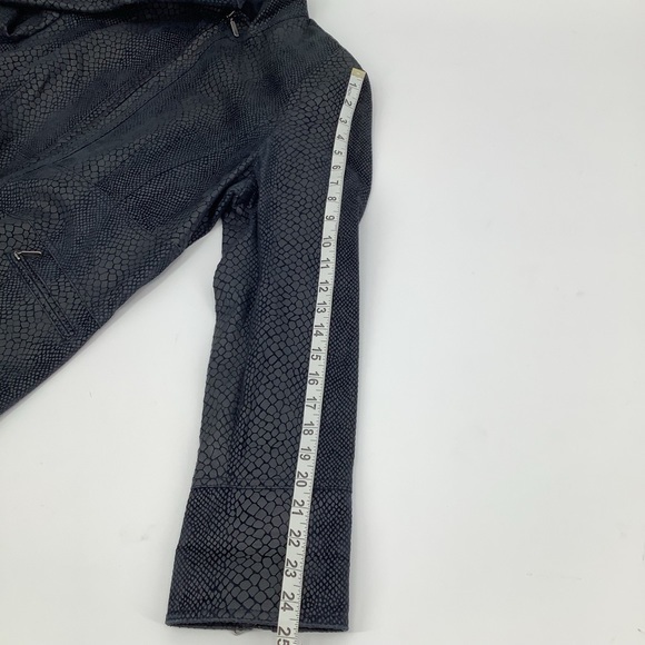 ALFANI Vintage Leather Snakeskin Print Moto Jacket Coat Size Large - Picture 7 of 8